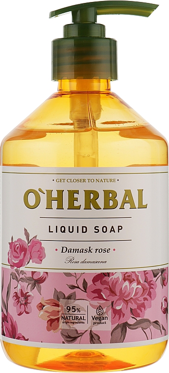 Mydło w płynie z ekstraktem z róży damasceńskiej - O'Herbal Damask Rose Liquid Soap