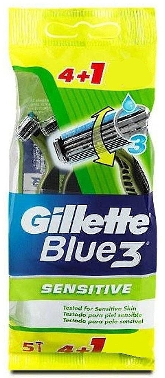 Jednorazowe maszynki do golenia dla mężczyzn, 5 szt. - Gillette Blue 3 Sensitive — Zdjęcie N2