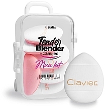 Zestaw płaskich mini gąbek do makijażu, biały, 6 szt. - Clavier Tender Blender Mua Kit — Zdjęcie N1