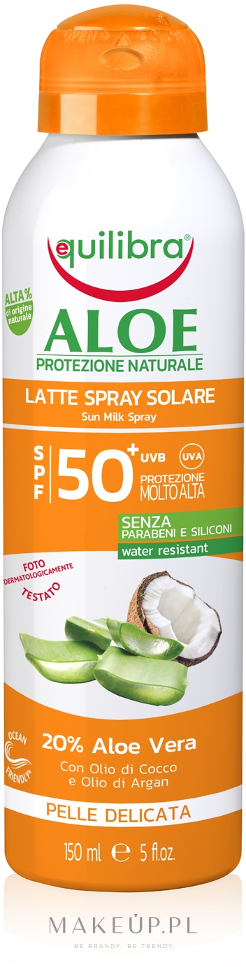 Spray do opalania SPF - Equilibra Aloe Sun Milk Spray SPF 50+ — Zdjęcie 150 ml