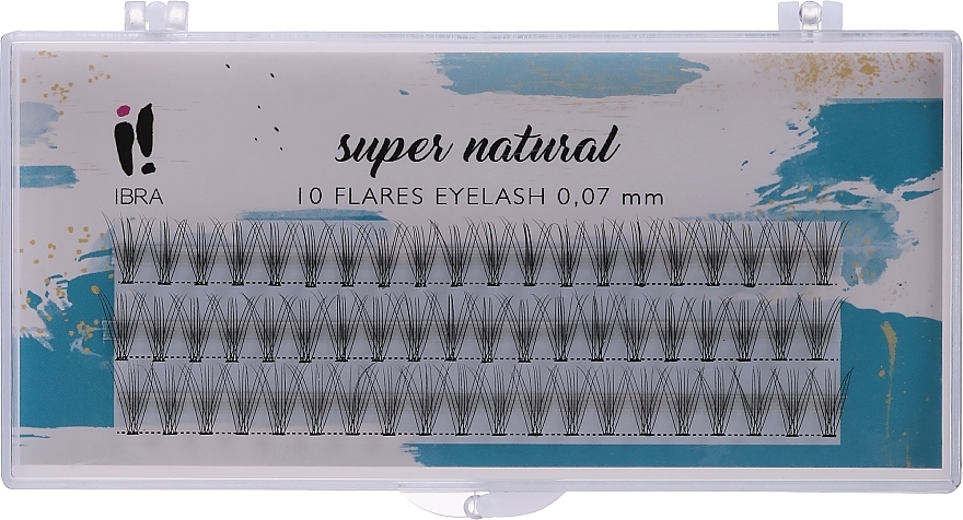 Kępki sztucznych rzęs C 11 mm - Ibra 10 Flares Eyelash Super Natural — Zdjęcie N1