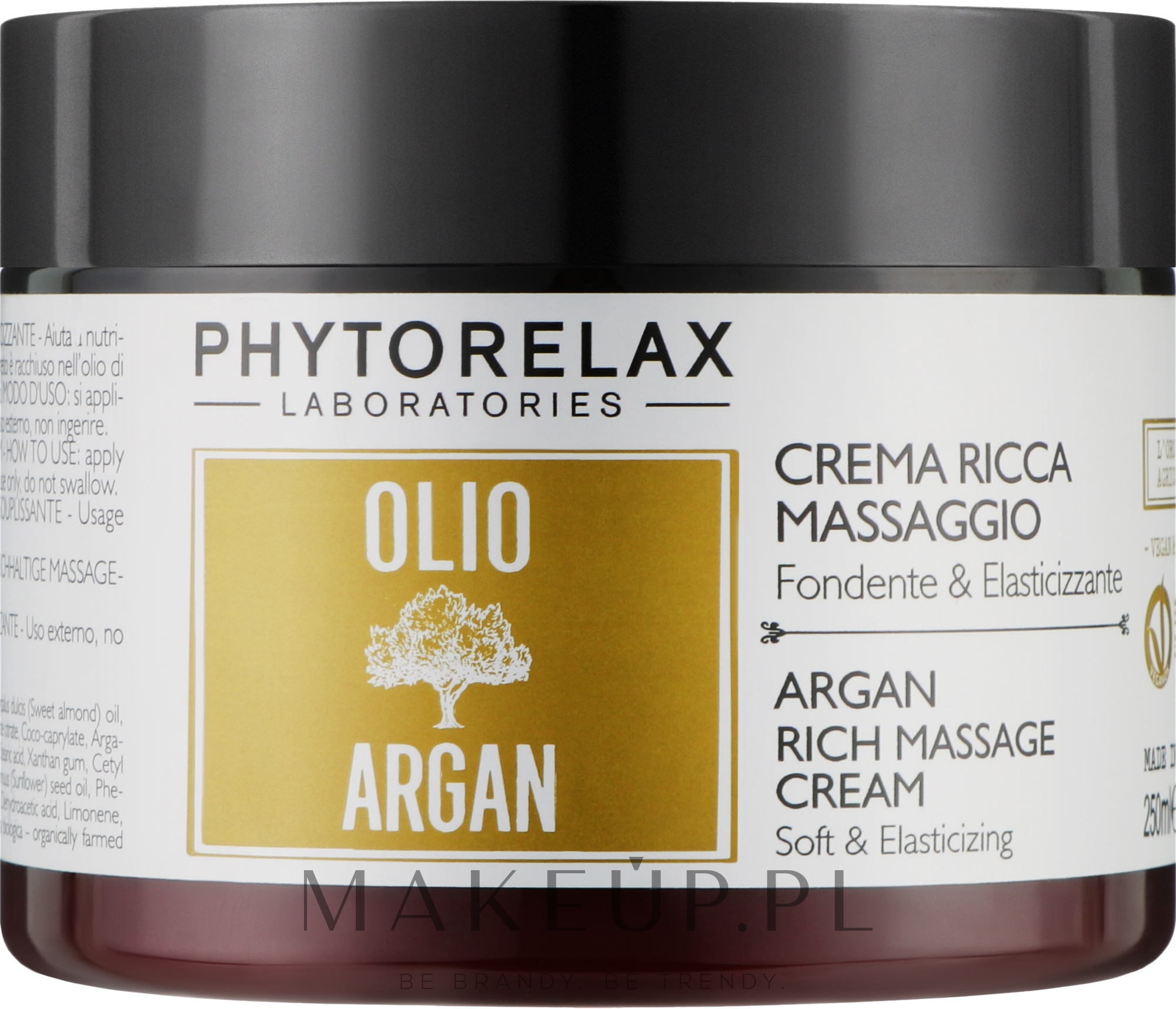 Bogaty krem do masażu ciała - Phytorelax Laboratories Argan Reach Massage Cream — Zdjęcie 250 ml