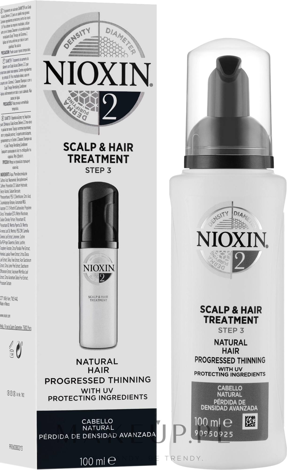 Kuracja zagęszczająca włosy przerzedzone i cienkie - Nioxin Thinning Hair System 2 Scalp Treatment — Zdjęcie 100 ml