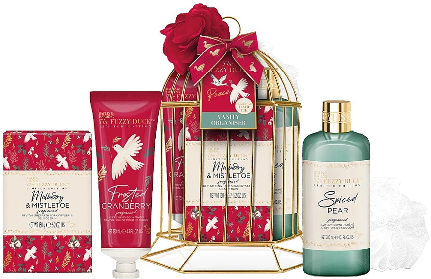 Zestaw - Baylis & Harding The Fuzzy Duck Winter Wonderland Vanity Organiser Gift Set (sh/cr/300ml + sh/gel/130ml + bath/salt/150g + sponge) — Zdjęcie N1