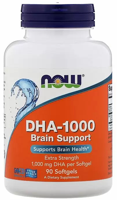 Kapsułki żelowe Kwas DHA 1000 mg - Now Foods DHA-1000 Brain Support — Zdjęcie N1