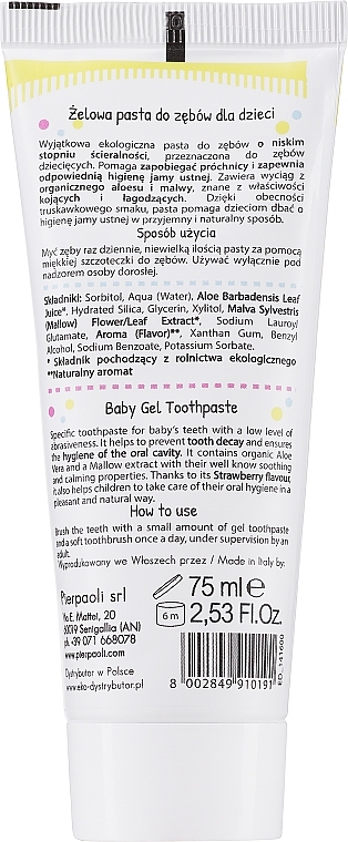 Truskawkowa pasta do zębów dla dzieci - Baby Anthyllis Baby Gel Toothpaste Strawberry Taste — Zdjęcie N2