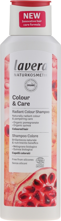 Ochronny szampon do włosów farbowanych nadający połysk - Lavera Colour & Care Radiant Colour Shampoo