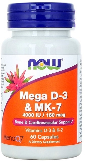 Suplement diety Mega D-3 & MK-7 4000 - Now Foods Mega D-3 & MK-7 4000 IU — Zdjęcie N1