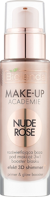 Rozświetlająca baza pod makijaż 3 w 1 - Bielenda Make-Up Academie Nude Rose — Zdjęcie N1