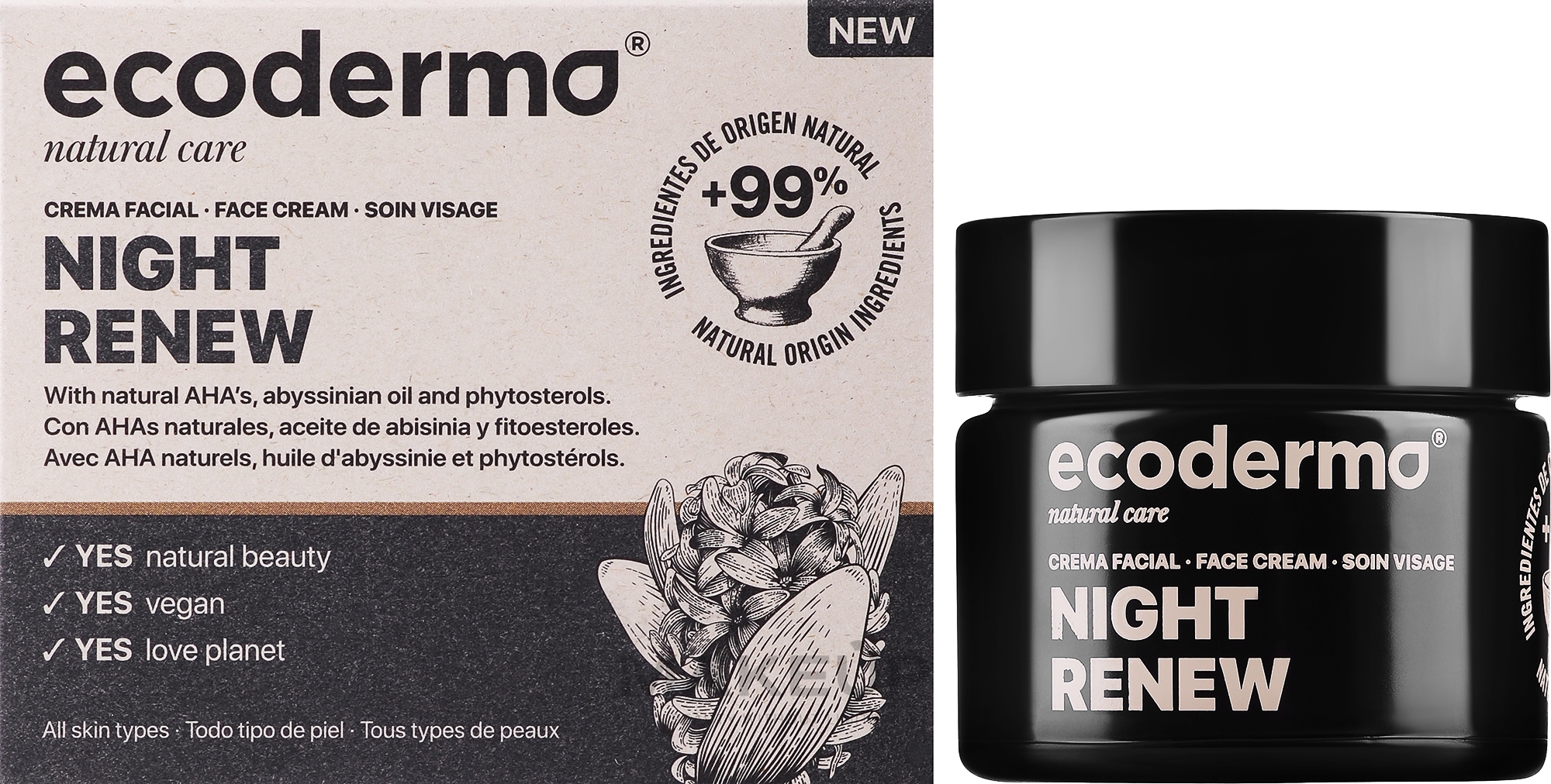 Intensywnie regenerujący krem do twarzy na noc - Ecoderma Intensive Repair Night Face Cream — Zdjęcie 50 ml