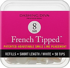 Kup Krótkie tipsy French - Dashing Diva French Tipped Short White 50 Tips (Size 8)