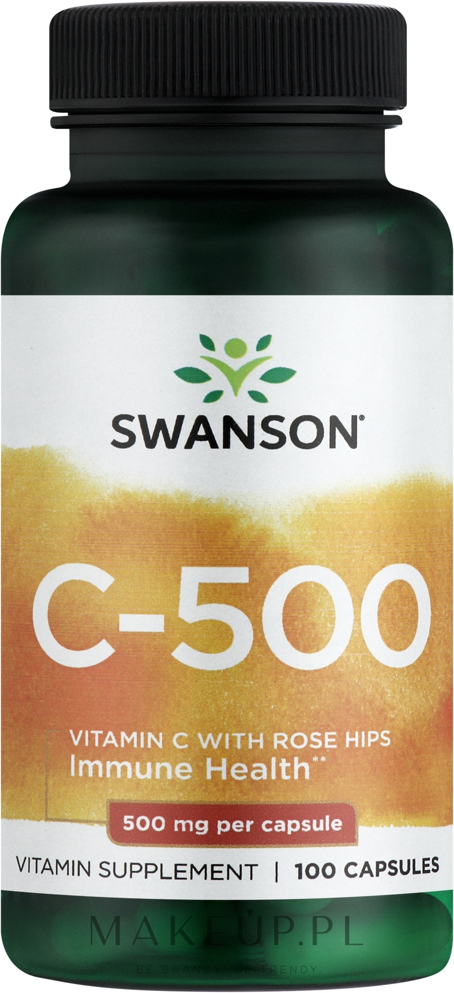 Suplement diety Witamina C z dzikiej róży, 500 mg - Swanson Vitamin C With Rose Hips Extract — Zdjęcie 100 szt.