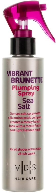 Spray do matowej stylizacji włosów farbowanych Dla brunetek - Mades Cosmetics Vibrant Brunette Plumping Sea Salt Spray