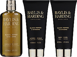 Zestaw - Baylis & Harding Signature Men's Black Pepper & Ginseng 3 Piece Set (hair/body/wash 300 ml + a/sh/balm 200 ml + shawer/gel 200 ml) — Zdjęcie N2
