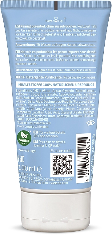 Seboregulujący żel do mycia twarzy - Weleda Naturally Clear Purifying Gel Cleanser — Zdjęcie N2