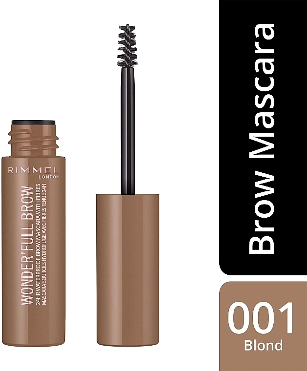 Wodoodporny tusz do brwi - Rimmel Wonder’full Brow 24HR Waterproof Brow Mascara With Fibres — Zdjęcie N2