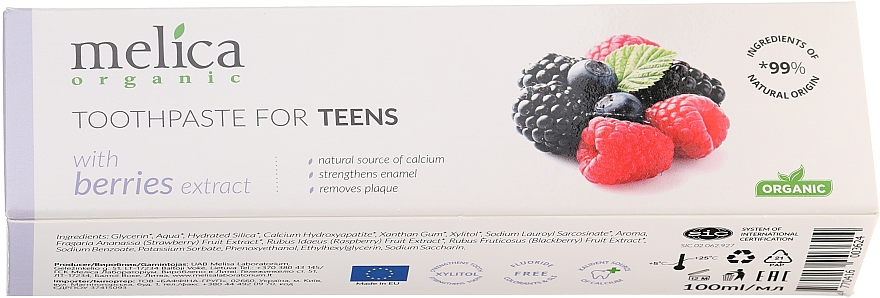 Pasta do zębów dla młodzieży z ekstraktem z jagód 6-14 lat - Melica Organic Toothpaste For Teens With Berries Extract — Zdjęcie N1