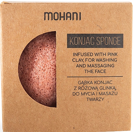 Gąbka konjac z różową glinką do mycia i masażu twarzy - Mohani Natural konjac Cleansing Sponge With Pink Clay — Zdjęcie N2