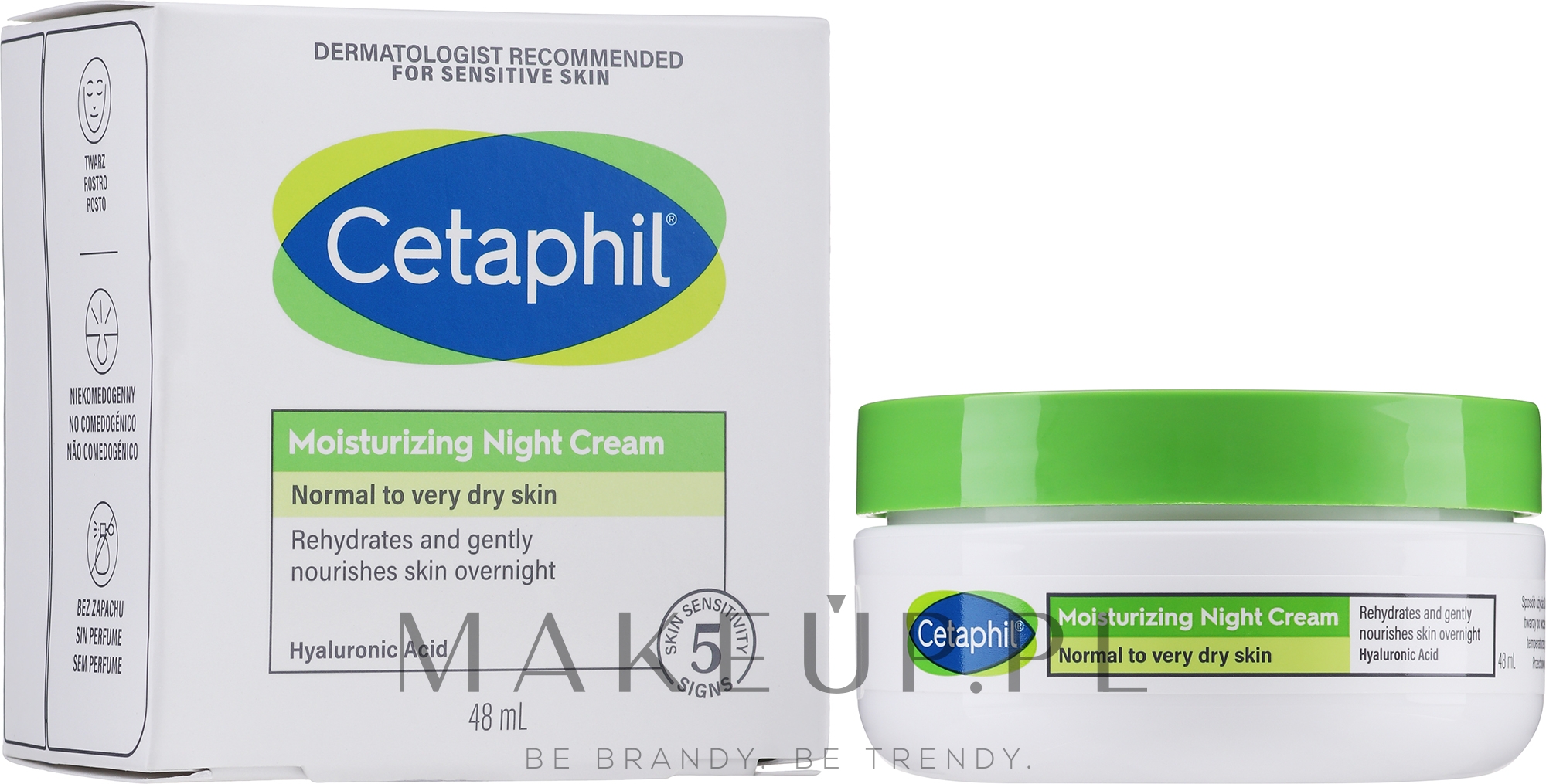Nawilżający krem na noc z kwasem hialuronowym do twarzy - Cetaphil Moisturizing Night Cream — Zdjęcie 48 ml