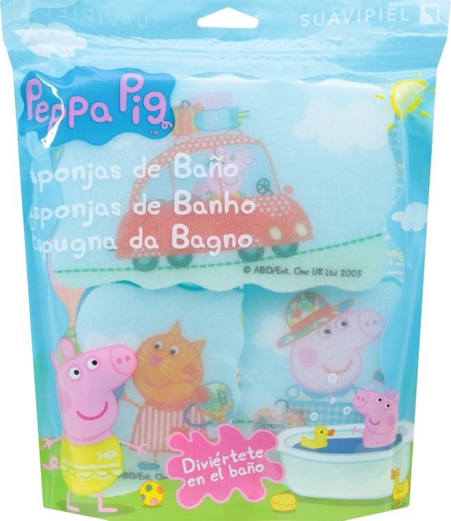 Zestaw gąbek Świnka Peppa, 3szt, niebieski, Podróż - Suavipiel Peppa Pig Bath Sponge — Zdjęcie N1