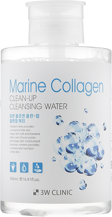 Oczyszczająca woda micelarna z kolagenem morskim - 3w Clinic Marine Collagen Clean-Up Cleansing Water — Zdjęcie N1