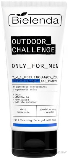 Żel do mycia twarzy 2 w 1 - Bielenda Only For Men Outdoor Challenge 2 in 1 Peeling Facial Cleansing Gel — Zdjęcie 150 g