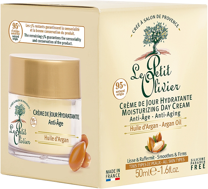 Przeciwstarzeniowy krem do twarzy na dzień z olejkiem arganowym - Le Petit Olivier Moisturizing Anti-Age Day Cream — Zdjęcie N3
