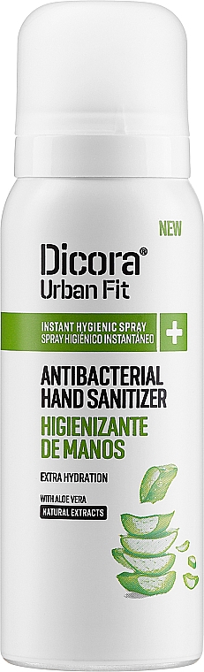 Spray do dezynfekcji rąk o zapachu aloesu - Dicora Urban Fit Protects & Hydrates Hand Sanitizer  — Zdjęcie N1