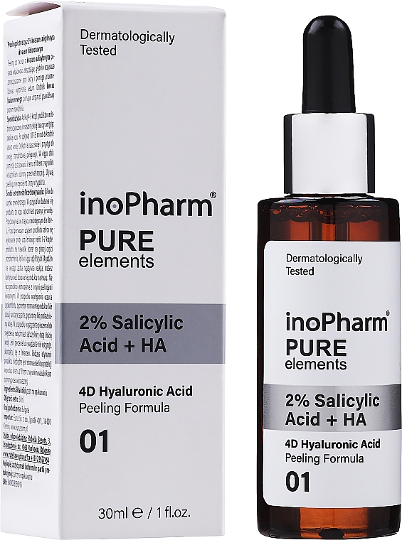 Peeling do twarzy z 2 % kwasem salicylowym i hialuronowym - InoPharm Pure Elements 2% Salicylic Acid + HA Peeling — Zdjęcie N1