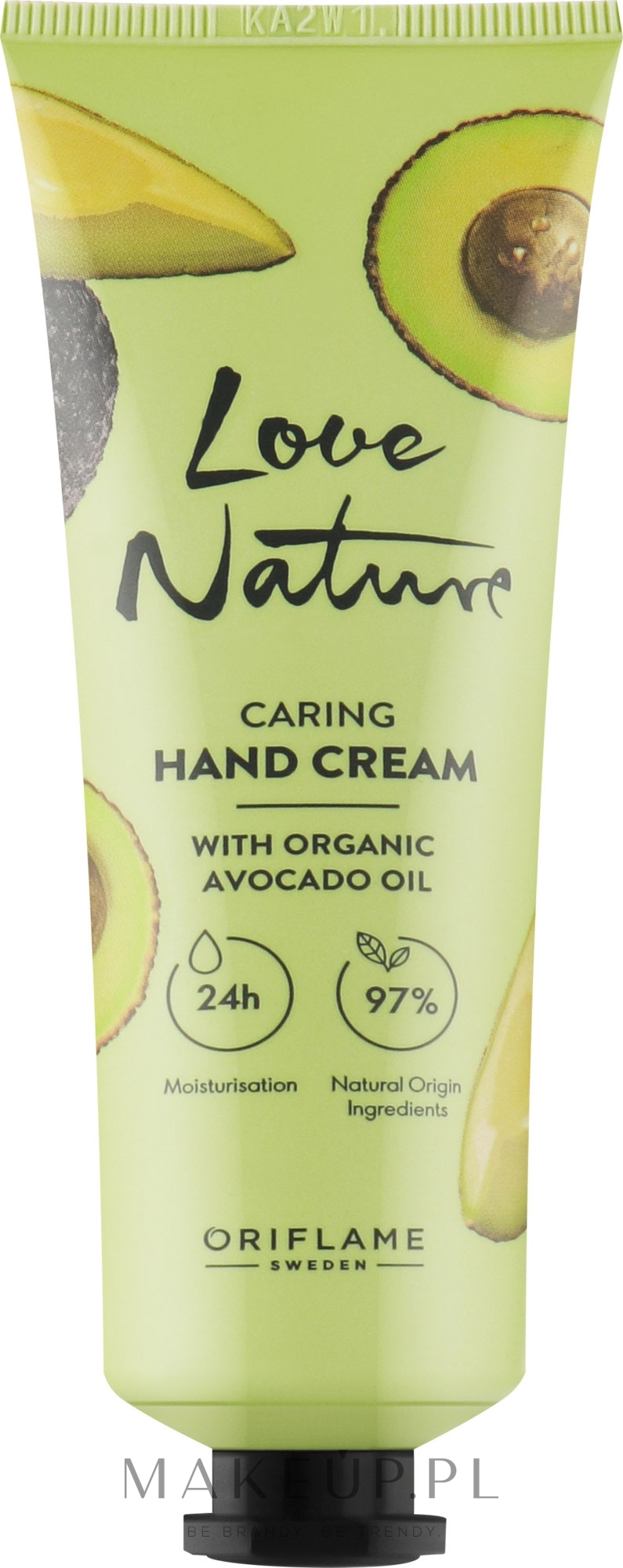 Pielęgnujący krem ​​do rąk z olejkiem z awokado - Oriflame Love Nature Caring Hand Cream With Organic Avocado Oil — Zdjęcie 75 ml