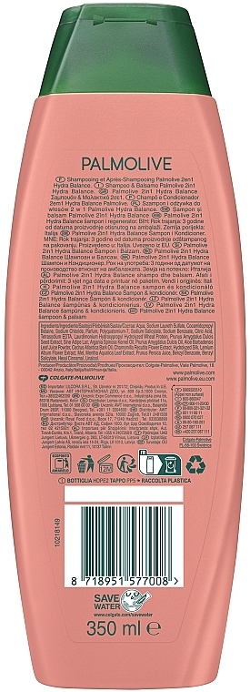 Szampon i odżywka 2 w 1 Brzoskwinia i proteiny jedwabiu - Palmolive Naturals 2 in 1 Hydra Balance Shampoo — Zdjęcie N2