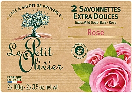 Mydło kosmetyczne Róża (2 szt.) - Le Petit Olivier 2 extra mild soap bars Rose — Zdjęcie N1