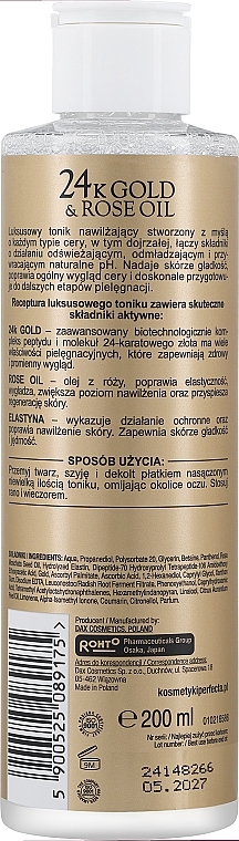 Nawilżający tonik do twarzy - Perfecta 24k Gold & Rose Oil — Zdjęcie N2