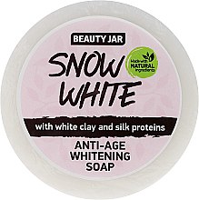 Przeciwstarzeniowe mydło wybielające z białą glinką i proteinami jedwabiu - Beauty Jar Snow White Anti-Age Whitening Soap — Zdjęcie N1