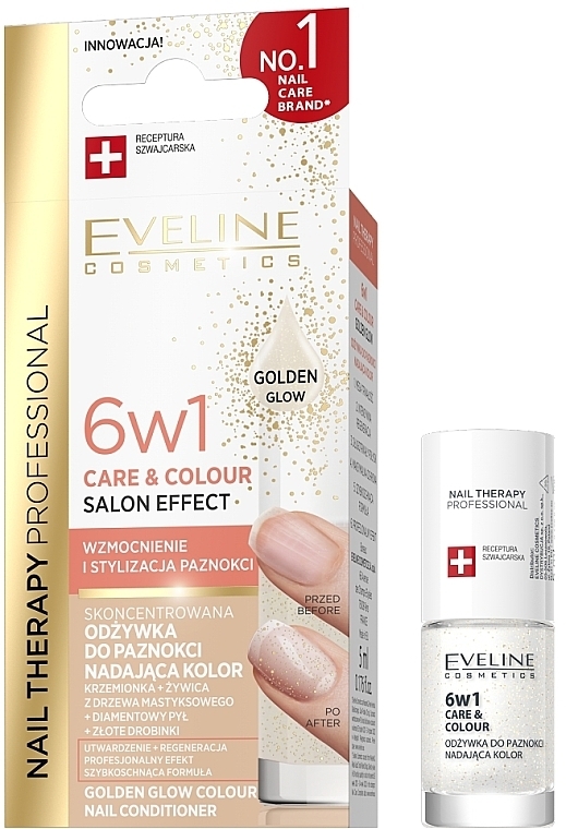 Skoncentrowana odżywka do paznokci nadająca kolor 6 w 1 - Eveline Cosmetics Nail Therapy Professional 