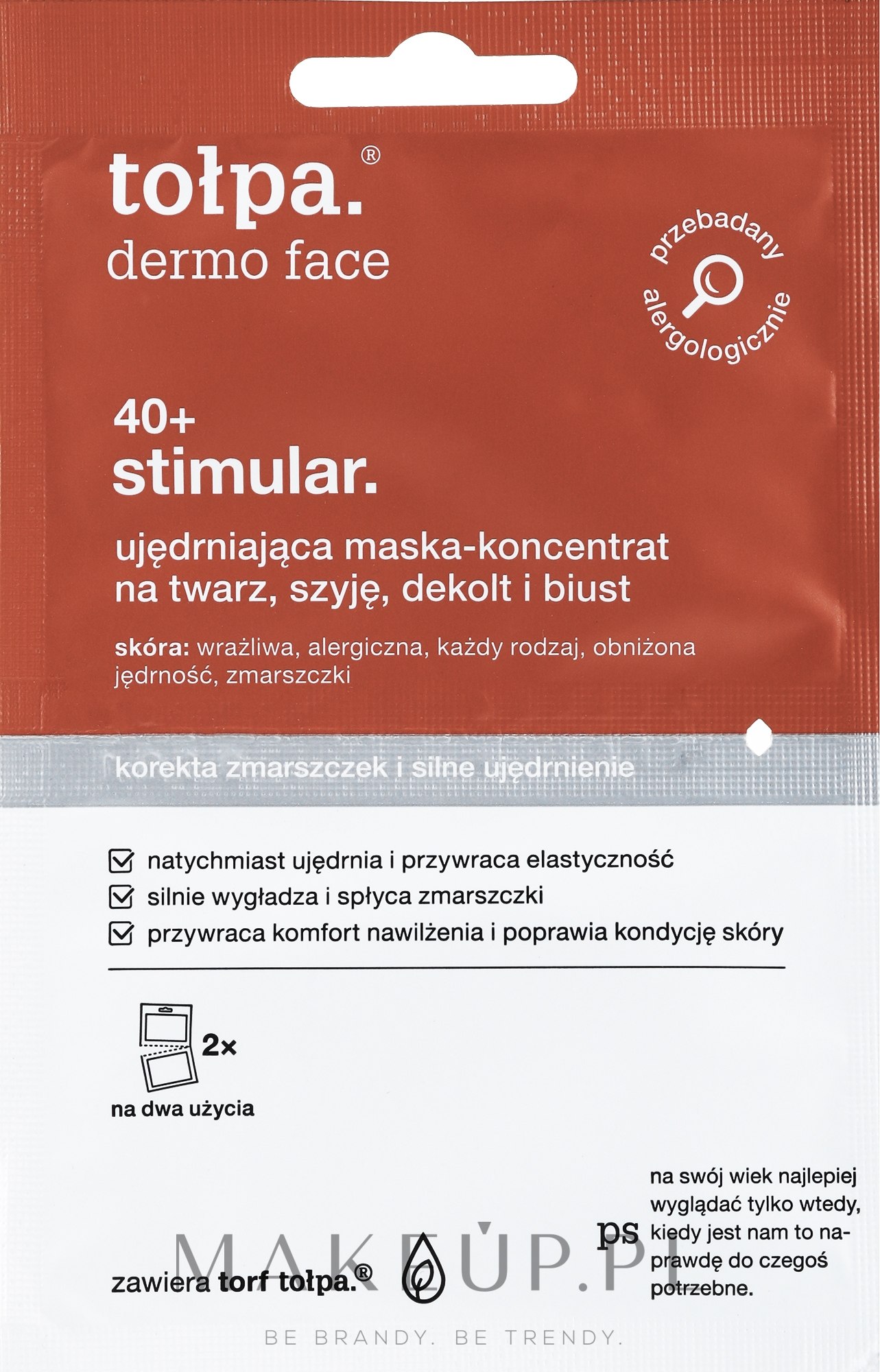 Maska-koncentrat ujędrniająco-przeciwzmarszczkowa na twarz, szyję, dekolt i biust - Tołpa Dermo Face Stimular 40+ — Zdjęcie 2 x 6 ml