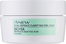 Peelingujące płatki z biotykami i kwasem salicylowym - Avon Anew Dual Defence Biotics & Salicylic Acid Clarifying Peel Pads — Zdjęcie N1
