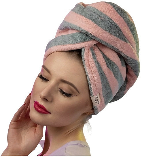 Ręcznik do włosów z mikrofibry - Trust My Sister Pink + Grey — Zdjęcie N2