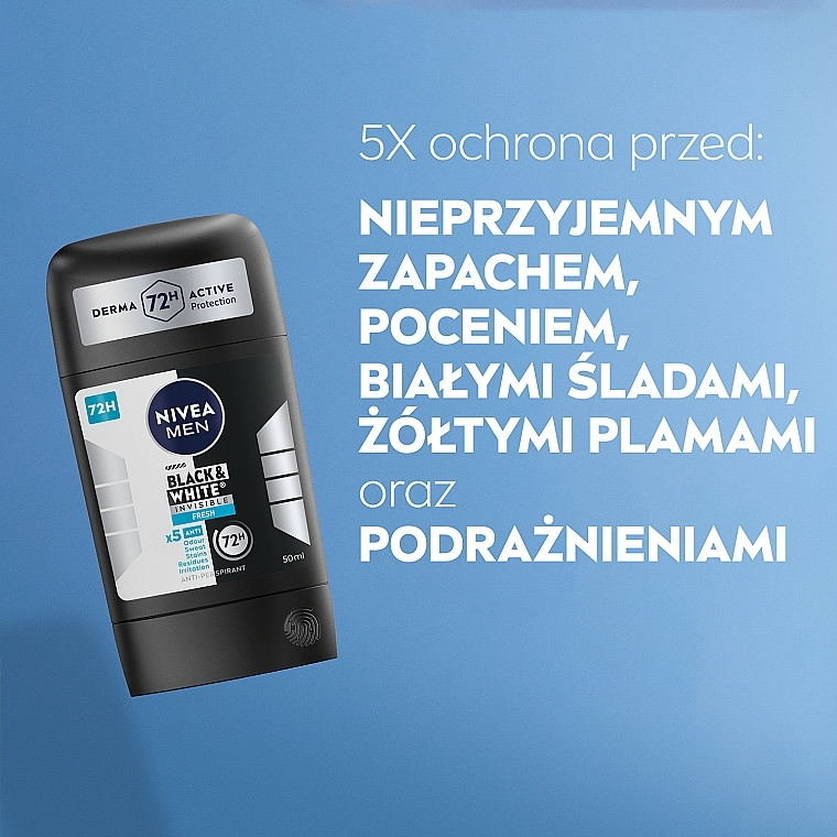 Antyperspirant w sztyfcie dla mężczyzn - NIVEA MEN Black & White Invisible Fresh — Zdjęcie N5