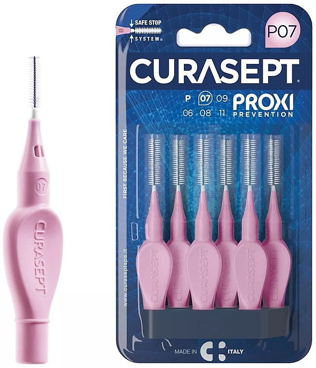 Szczoteczki międzyzębowe P07, 0,7 mm, różowe - Curaprox Curasept Proxi Prevention Pink — Zdjęcie N1
