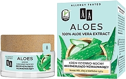 Regenerująco-wzmacniający krem do twarzy na dzień i na noc - AA Aloes 100% — Zdjęcie N1
