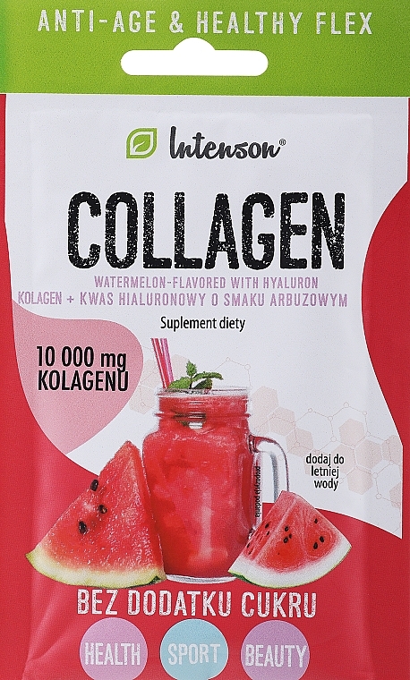 PREZENT! Suplement kolagenowy o smaku arbuza z witaminą C i kwasem hialuronowym - Intenson Collagen Anti-Age & Healthy Flex — Zdjęcie N1