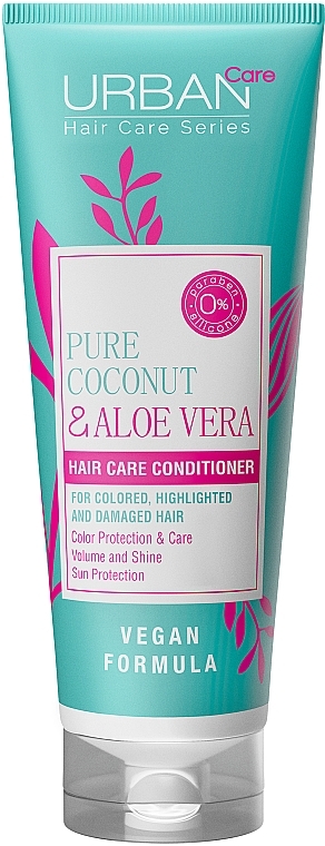 Odżywka z olejem kokosowym i aloesem do włosów farbowanych, rozjaśnianych i z pasemkami - Urban Care Pure Coconut & Aloe Vera Hair Care Conditioner — Zdjęcie N1