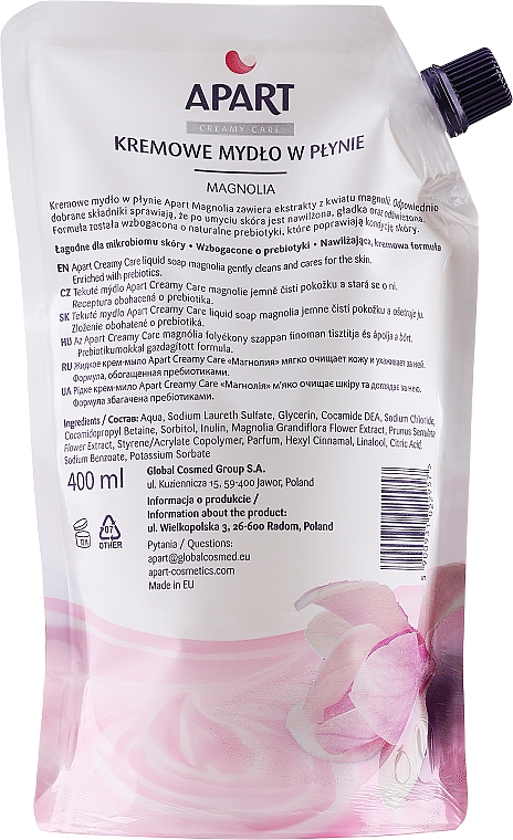Kremowe mydło w płynie Magnolia - Apart Natural Creamy Care Magnolia + Prebiotyc (uzupełnienie) — Zdjęcie N2