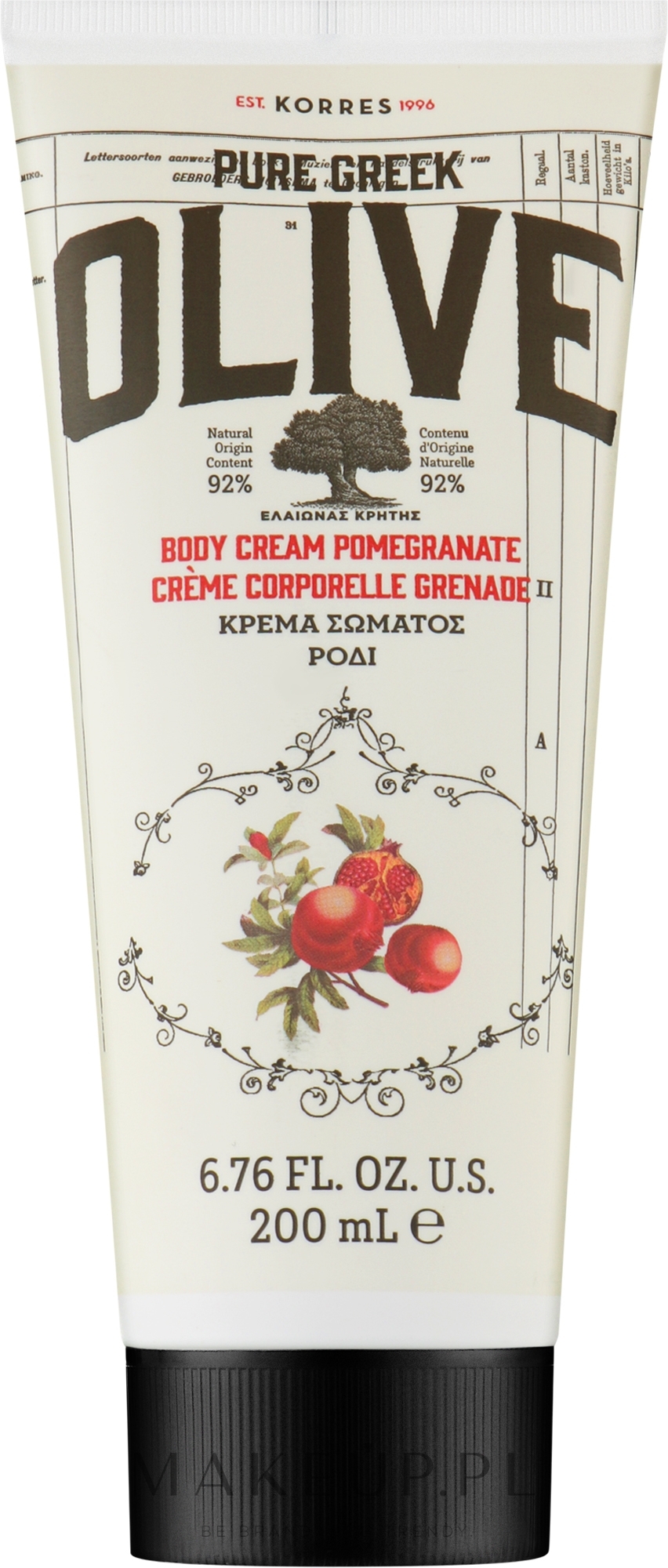 Krem do ciała Granat - Korres Pure Greek Olive Pomegranate Body Cream — Zdjęcie 200 ml