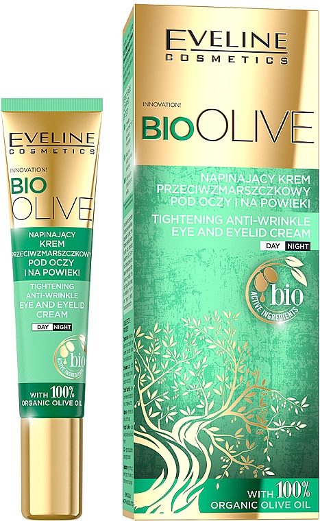 Napinający krem przeciwzmarszczkowy pod oczy i na powieki - Eveline Cosmetics Bio Olive