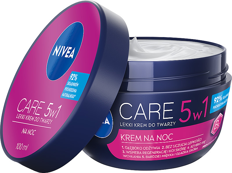 Lekki krem do twarzy na noc - NIVEA Care Night Light Face Cream — Zdjęcie N2