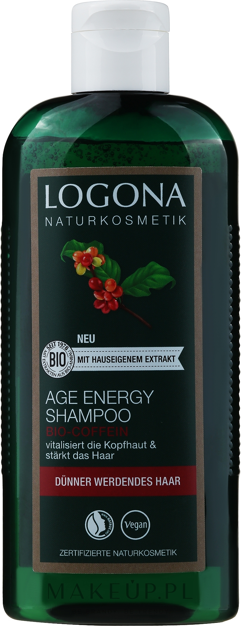 Szampon do włosów dojrzałych z kofeiną - Logona Hair Care Age Energy Shampoo — Zdjęcie 250 ml