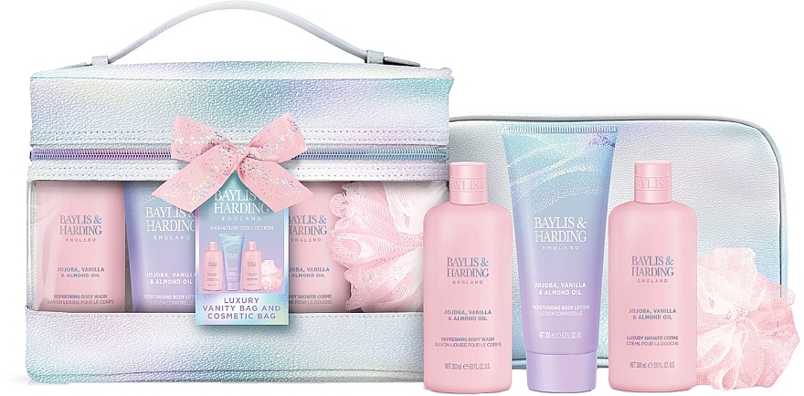 Zestaw, 5 produktów - Baylis & Harding Jojoba, Vanilla & Almond Oil Luxury Vanity Bag Gift Set — Zdjęcie N1