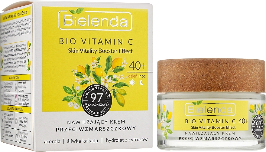 Nawilżający krem przeciwzmarszczkowy do twarzy 40+ dzień/noc - Bielenda Bio Vitamin C — Zdjęcie N2